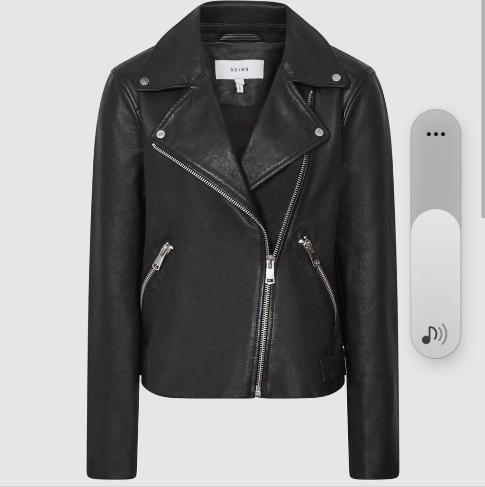 Reiss Black Leather Biker Jacket
